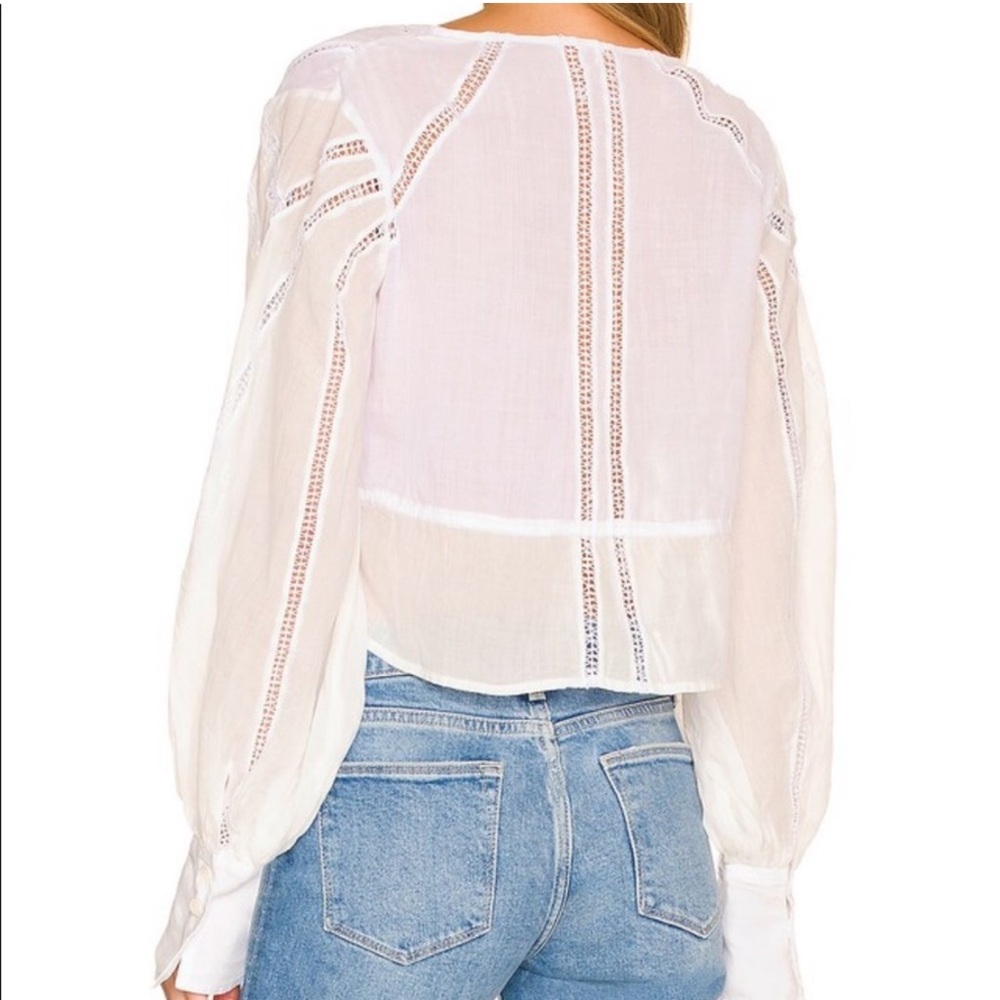 FRAME Lace Inset Empire Waist Blouse Top - Picture 7 of 9